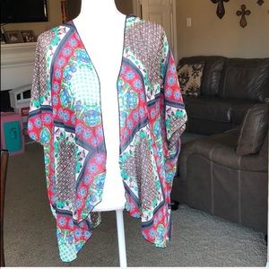 Multicolored Floral Kimono - S/M, 100% polyester